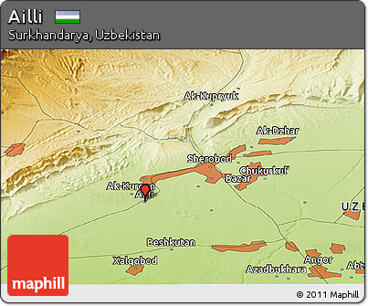 Physical Panoramic Map of Ailli
