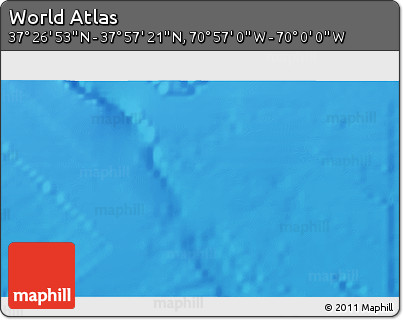 Physical 3D Map of the Area around 37° 42' 7" N, 70° 28' 29" W