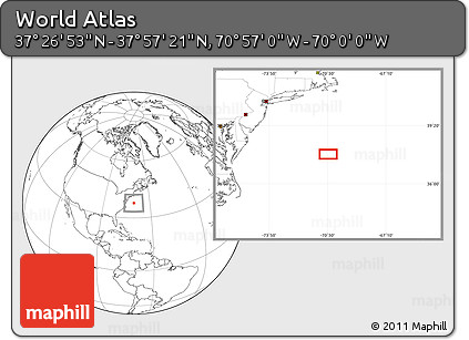 Blank Location Map of the Area around 37° 42' 7" N, 70° 28' 29" W