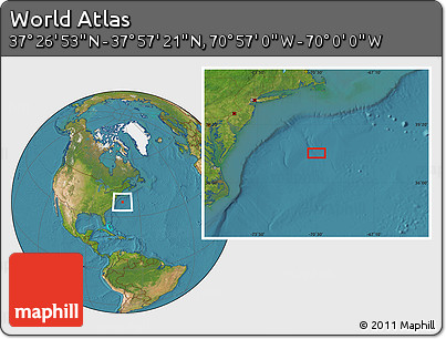 Satellite Location Map of the Area around 37° 42' 7" N, 70° 28' 29" W
