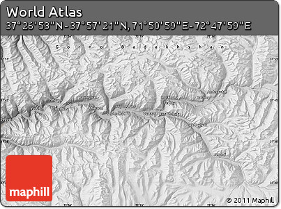 Physical Map of the Area around 37° 42' 7" N, 72° 19' 29" E