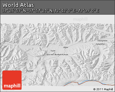 Physical 3D Map of the Area around 37° 42' 7" N, 73° 10' 30" E