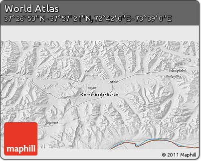 Physical 3D Map of the Area around 37° 42' 7" N, 73° 10' 30" E