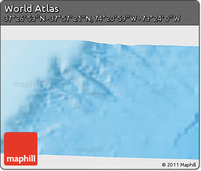 Physical 3D Map of the Area around 37° 42' 7" N, 73° 52' 30" W