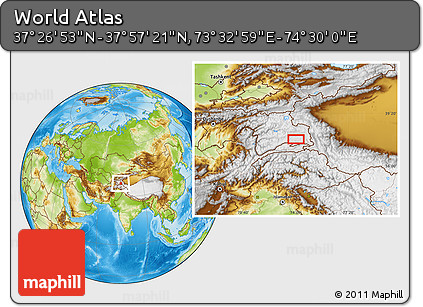 Physical Location Map of the Area around 37° 42' 7" N, 74° 1' 30" E