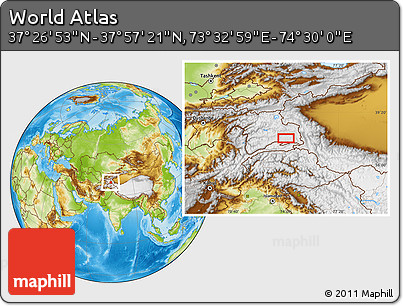 Physical Location Map of the Area around 37° 42' 7" N, 74° 1' 30" E