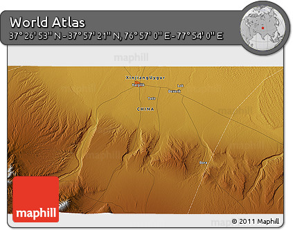 Physical 3D Map of the Area around 37° 42' 7" N, 77° 25' 30" E