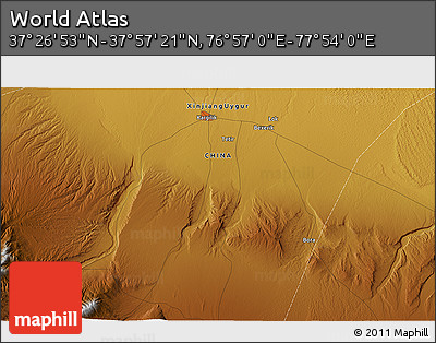 Physical 3D Map of the Area around 37° 42' 7" N, 77° 25' 30" E