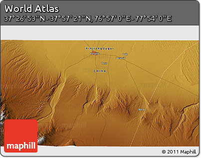 Physical 3D Map of the Area around 37° 42' 7" N, 77° 25' 30" E