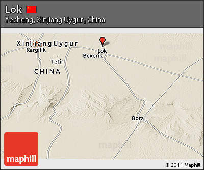 Shaded Relief Panoramic Map of Lok