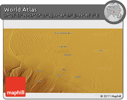 Physical 3D Map of the Area around 37° 42' 7" N, 78° 16' 30" E