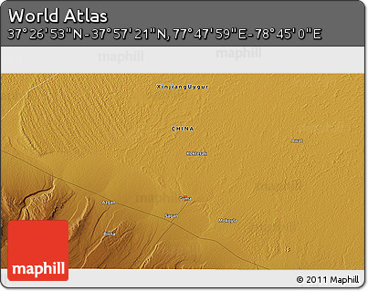 Physical 3D Map of the Area around 37° 42' 7" N, 78° 16' 30" E
