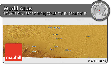 Physical Panoramic Map of the Area around 37° 42' 7" N, 78° 16' 30" E