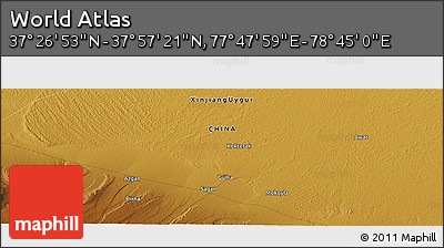 Physical Panoramic Map of the Area around 37° 42' 7" N, 78° 16' 30" E