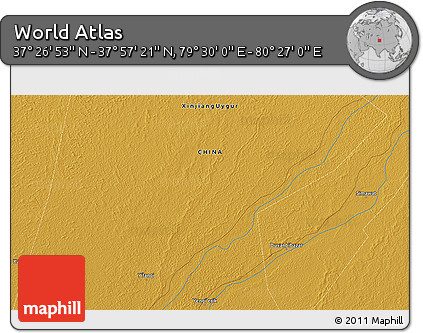 Physical 3D Map of the Area around 37° 42' 7" N, 79° 58' 29" E