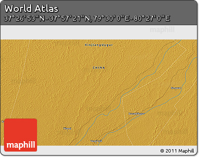 Physical 3D Map of the Area around 37° 42' 7" N, 79° 58' 29" E