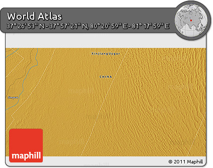 Physical 3D Map of the Area around 37° 42' 7" N, 80° 49' 29" E