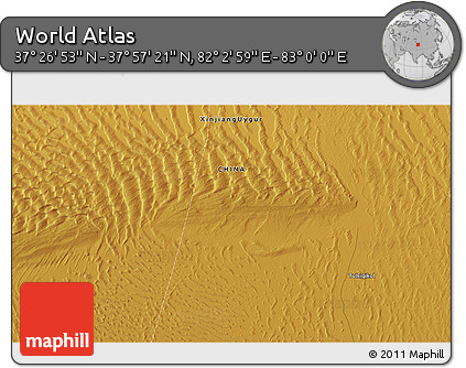 Physical 3D Map of the Area around 37° 42' 7" N, 82° 31' 30" E