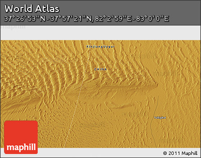 Physical 3D Map of the Area around 37° 42' 7" N, 82° 31' 30" E