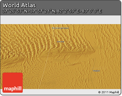Physical 3D Map of the Area around 37° 42' 7" N, 82° 31' 30" E