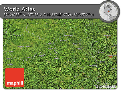 Satellite Map of the Area around 37° 42' 7" N, 83° 13' 29" W