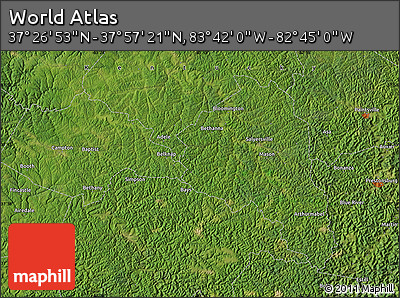Satellite Map of the Area around 37° 42' 7" N, 83° 13' 29" W