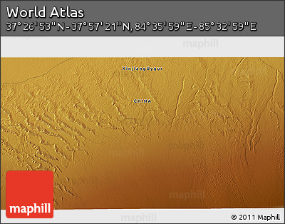 Physical 3D Map of the Area around 37° 42' 7" N, 85° 4' 29" E