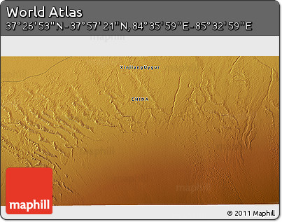 Physical 3D Map of the Area around 37° 42' 7" N, 85° 4' 29" E