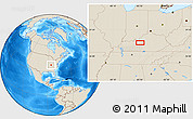 Shaded Relief Location Map of the area around 37° 42' 7" N, 85° 46' 30" W