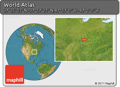Satellite Location Map of the Area around 37° 42' 7" N, 87° 28' 29" W