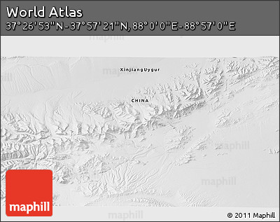 Physical 3D Map of the Area around 37° 42' 7" N, 88° 28' 29" E