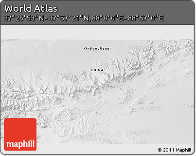 Physical 3D Map of the Area around 37° 42' 7" N, 88° 28' 29" E