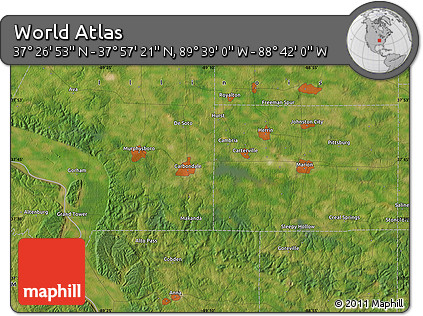 Satellite Map of the Area around 37° 42' 7" N, 89° 10' 30" W