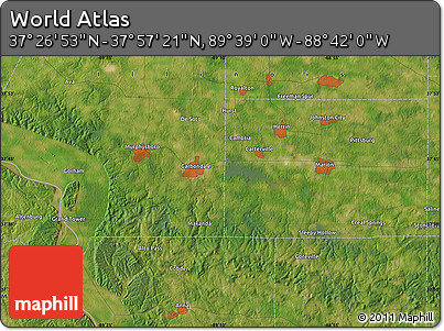 Satellite Map of the Area around 37° 42' 7" N, 89° 10' 30" W