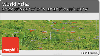 Satellite Panoramic Map of the Area around 37° 42' 7" N, 89° 10' 30" W