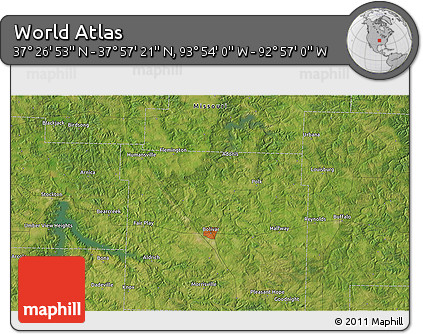 Satellite 3D Map of the Area around 37° 42' 7" N, 93° 25' 30" W