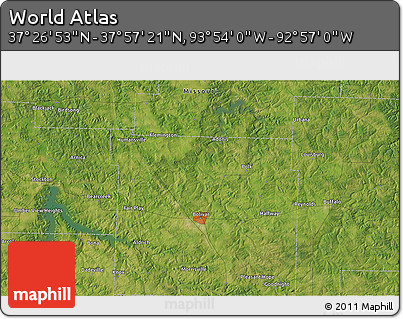 Satellite 3D Map of the Area around 37° 42' 7" N, 93° 25' 30" W