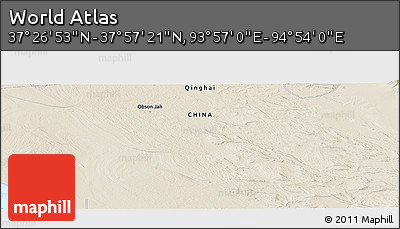 Shaded Relief Panoramic Map of the Area around 37° 42' 7" N, 94° 25' 30" E