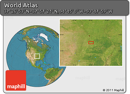 Satellite Location Map of the Area around 37° 42' 7" N, 94° 16' 30" W
