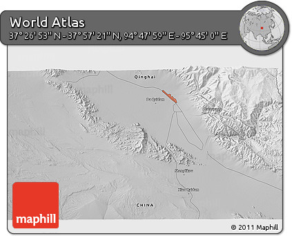 Physical 3D Map of the Area around 37° 42' 7" N, 95° 16' 30" E