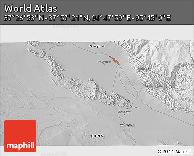 Physical 3D Map of the Area around 37° 42' 7" N, 95° 16' 30" E