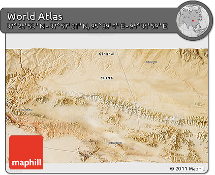 Satellite 3D Map of the Area around 37° 42' 7" N, 96° 7' 30" E