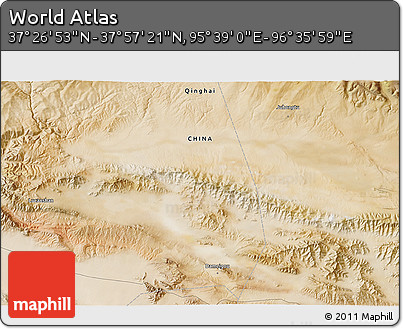 Satellite 3D Map of the Area around 37° 42' 7" N, 96° 7' 30" E