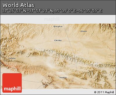 Satellite 3D Map of the Area around 37° 42' 7" N, 96° 7' 30" E