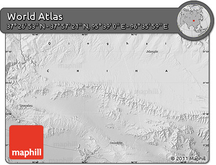 Physical Map of the Area around 37° 42' 7" N, 96° 7' 30" E