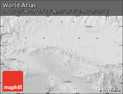 Physical Map of the Area around 37° 42' 7" N, 96° 7' 30" E