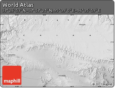 Physical Map of the Area around 37° 42' 7" N, 96° 7' 30" E