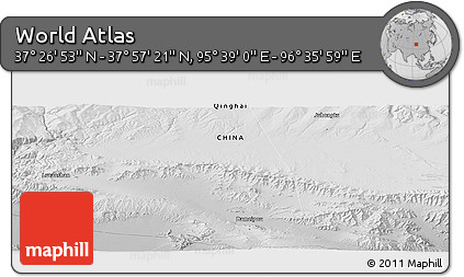 Physical Panoramic Map of the Area around 37° 42' 7" N, 96° 7' 30" E