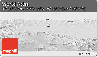 Physical Panoramic Map of the Area around 37° 42' 7" N, 96° 7' 30" E