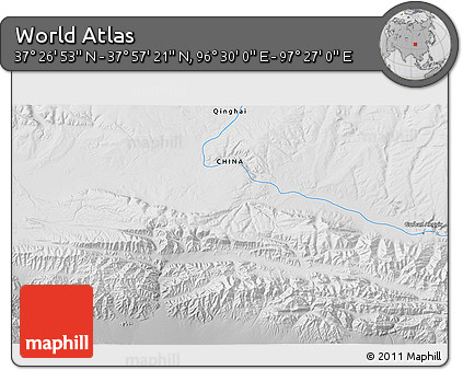 Physical 3D Map of the Area around 37° 42' 7" N, 96° 58' 29" E